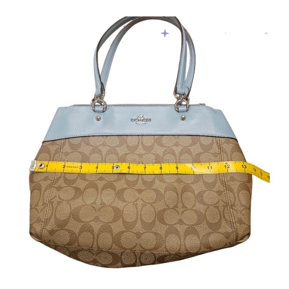 COACH BROOKE CARRY ALL IN CANVAS KHAKI/PALE BLUE/SILVER - Picture 8 of 8